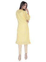 Load image into Gallery viewer, Seva Chikan Hand Embroidered Yellow Cotton Lucknowi Chikan Kurta-SCL0931
