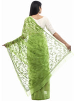 Load image into Gallery viewer, Seva Chikan Hand Embroidered Green Georgette Lucknowi Saree-SCL1994