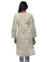 Load image into Gallery viewer, Seva Chikan Hand Embroidered Yellow Cotton Lucknowi Chikan Kurti-SCL0320