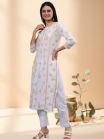 Load image into Gallery viewer, Seva Chikan Hand Embroidered Cotton Lucknowi Chikankari Kurta