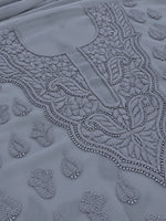Load image into Gallery viewer, Seva Chikan Hand Embroidered Grey Georgette Lucknowi Chikankari Unstitched Suit Piece-SEV15035