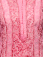 Load image into Gallery viewer, Seva Chikan Hand Embroidered Pink Cotton Lucknowi Chikankari Anarkali-SCL0633