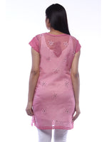 Load image into Gallery viewer, Seva Chikan Hand Embroidered Dark Pink Cotton Lucknowi Chikan Kurti-SCL0352