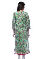 Load image into Gallery viewer, Seva Chikan Hand Embroidered Green Cotton Lucknowi Chikan Kurti-SCL0203