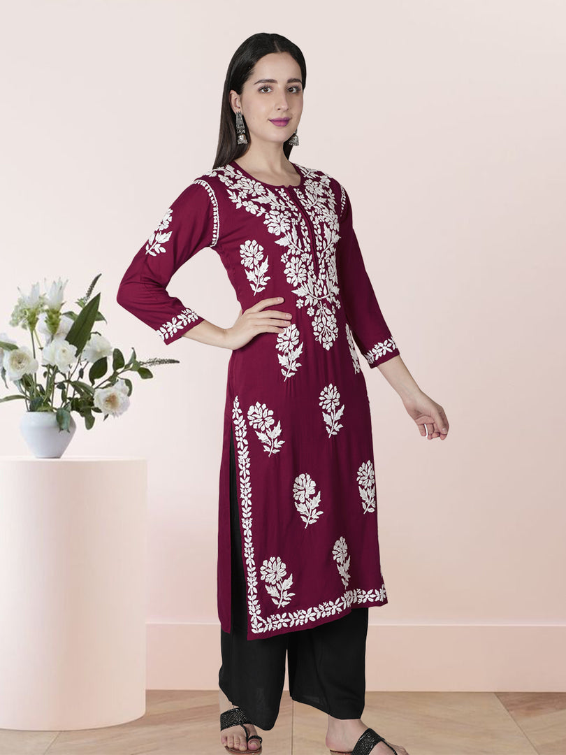 Seva Chikan Hand Embroidered Modal Cotton Lucknowi Chikankari Kurta