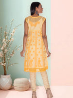 Load image into Gallery viewer, Seva Chikan Hand Embroidered Yellow Cotton Kurti Lucknow SCL1002
