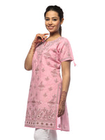 Load image into Gallery viewer, Seva Chikan Hand Embroidered Pink Cotton Lucknowi Chikan Kurta-SCL0658