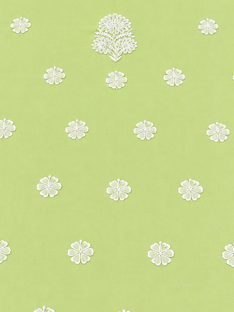 Seva Chikan Hand Embroidered Light Green Cotton Lucknowi Chikankari Unstitched Suit Piece-SEV15032