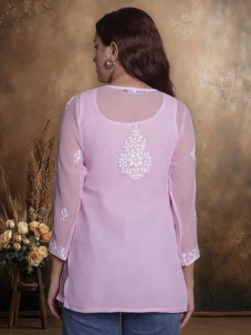 Seva Chikan Hand Embroidered Georgette Lucknowi Chikankari Top