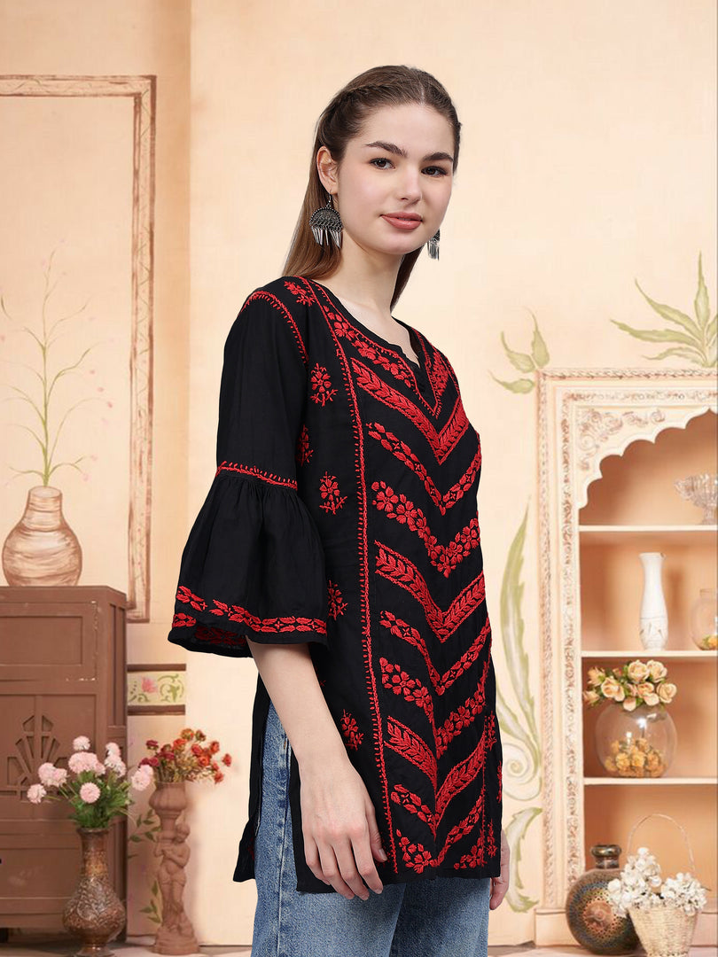 Seva Chikan Hand Embroidered Cotton Lucknowi Chikan Top