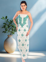Load image into Gallery viewer, Seva Chikan Hand Embroidered White Kota Lucknowi Chikankari Unstitched Kurti Piece SCL1105
