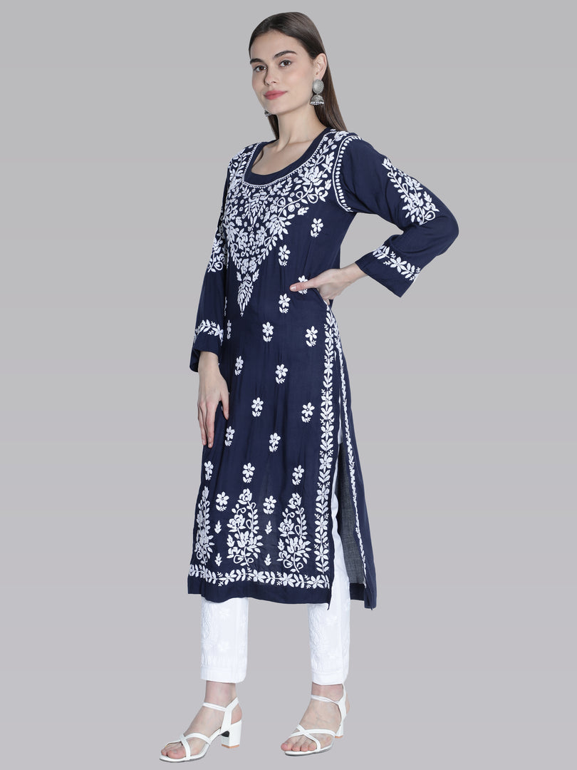 Seva Chikan Hand Embroidered Modal Cotton Lucknowi Chikankari Kurta