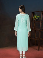 Load image into Gallery viewer, Seva Chikan Hand Embroidered Georgette Chikankari Kurta With Slip