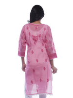Load image into Gallery viewer, Seva Chikan Hand Embroidered Dark Pink Cotton Lucknowi Chikan Kurti-SCL0228