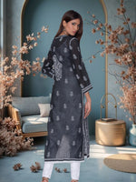 Load image into Gallery viewer, Seva Chikan Hand Embroidered Black Cotton Lucknowi SCL0973
