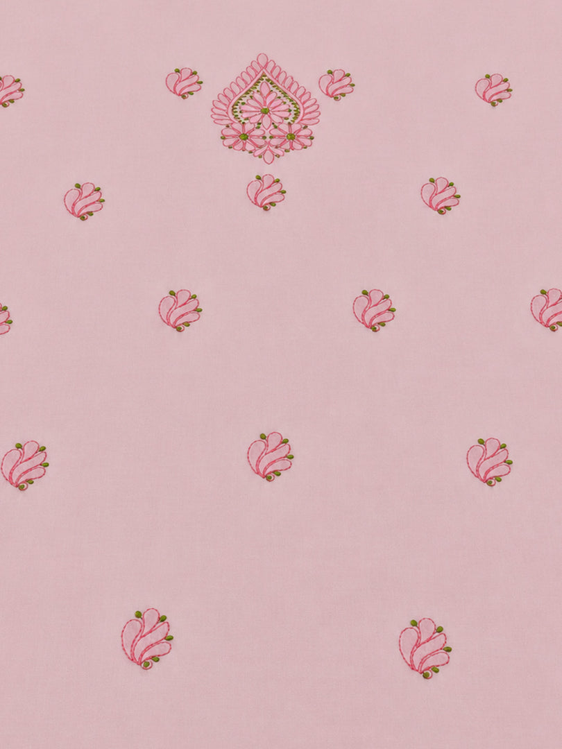 Seva Chikan Hand Embroidere Pink Terivoil Cotton Lucknowi Chikankari Unstitched Suit Piece-SEV15024