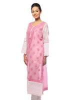 Load image into Gallery viewer, Seva Chikan Hand Embroidered Pink Cotton Lucknowi Chikan Kurta-SCL0642
