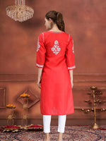 Load image into Gallery viewer, Seva Chikan Hand Embroidered Terivoil Cotton Lucknowi Chikankari Kurta