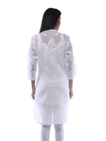 Load image into Gallery viewer, Seva Chikan Hand Embroidered White Cotton Lucknowi Chikan Kurti-SCL0318
