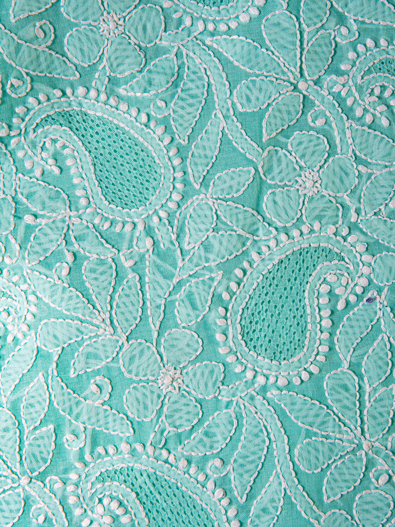 Seva Chikan Hand Embroidered Cotton Lucknowi Chikankari Unstitched Suit Piece