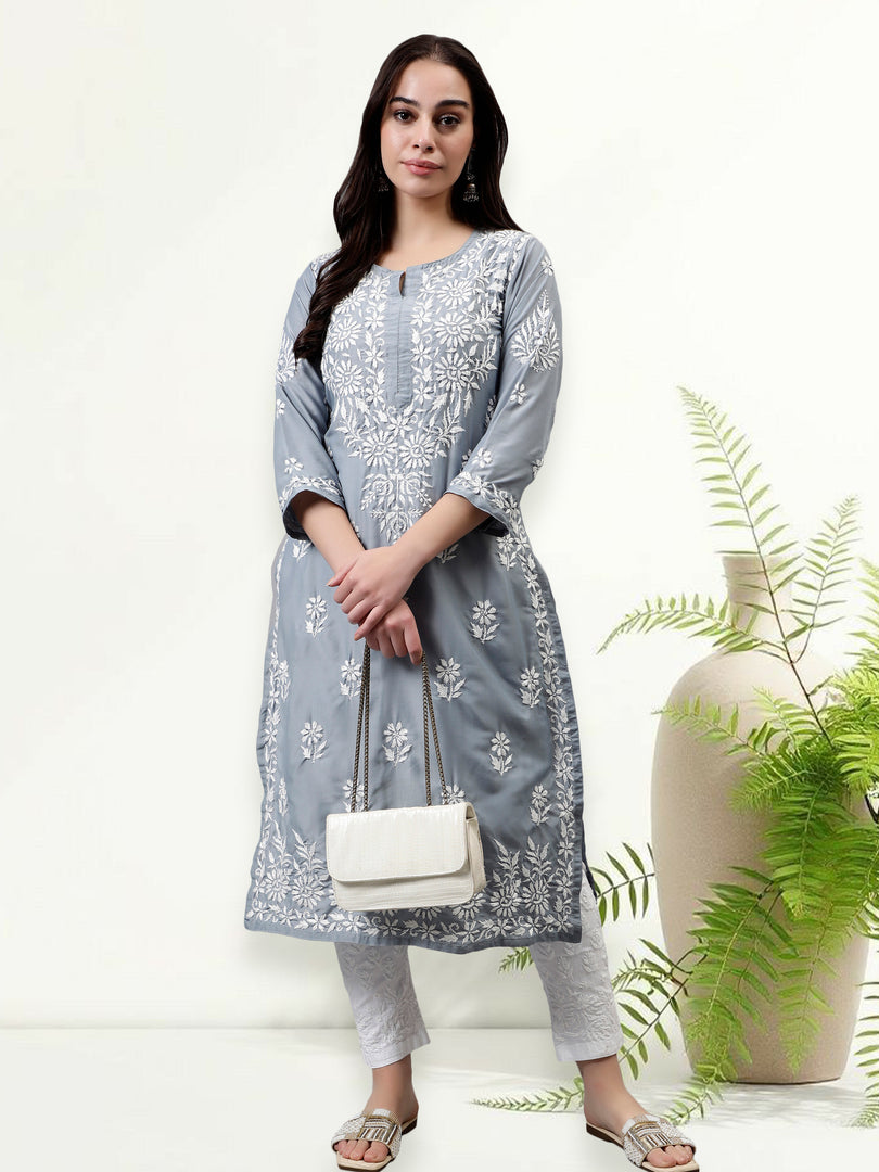 Seva Chikan Hand Embroidered Muslin Lucknowi Chikankari Kurta