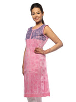 Load image into Gallery viewer, Seva Chikan Hand Embroidered Pink Cotton Lucknowi Chikan Kurta -SCL0634