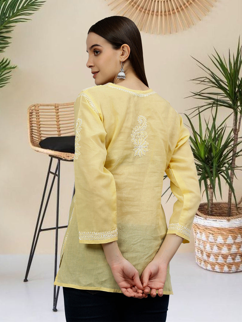 Seva Chikan Hand Embroidered Terivoil Cotton Lucknowi Chikankari Top