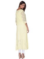 Load image into Gallery viewer, Seva Chikan Hand Embroidered Yellow Georgette Lucknowi Chikankari Anarkali-SCL1087
