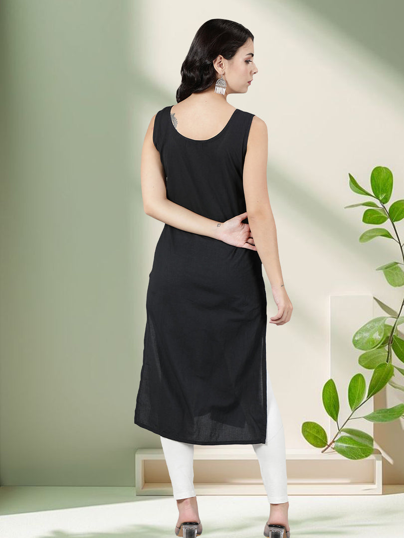 Seva Chikan Long Slips Combo Of Black (Pack of 2)