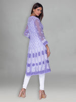Load image into Gallery viewer, Seva Chikan Hand Embroidered Purple Faux Georgette Lucknowi Chikankari Anarkali Kurta-SCL0960