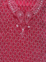 Load image into Gallery viewer, Seva Chikan Hand Embroidered Red Cotton Lucknowi Chikan Unstitched Kurti Piece-SCL0121