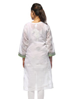 Load image into Gallery viewer, Seva Chikan Hand Embroidered White Cotton Lucknowi Chikan Kurti-SCL0681