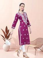 Load image into Gallery viewer, Seva Chikan Hand Embroidered Rayon Lucknowi Chikankari Kurta