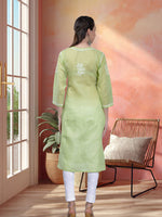 Load image into Gallery viewer, Seva Chikan Hand Embroidered Terivoil Cotton Lucknowi Chikan Kurti