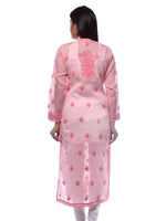 Load image into Gallery viewer, Seva Chikan Hand Embroidered Pink Cotton Lucknowi Chikan Kurti-SCL0267