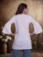 Load image into Gallery viewer, Seva Chikan Hand Embroidered White Cotton Lucknowi Chikan Top-SCL9235