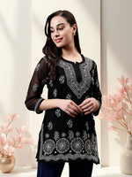 Load image into Gallery viewer, Seva Chikan Hand Embroidered Georgette Lucknowi Chikankari Top With Slip