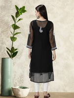Load image into Gallery viewer, Seva Chikan Hand Embroidered Georgette Lucknowi Chikankari Kurta With Slip