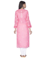 Load image into Gallery viewer, Seva Chikan Hand Embroidered Dark Pink Cotton Lucknowi Chikan Kurta-SCL0906