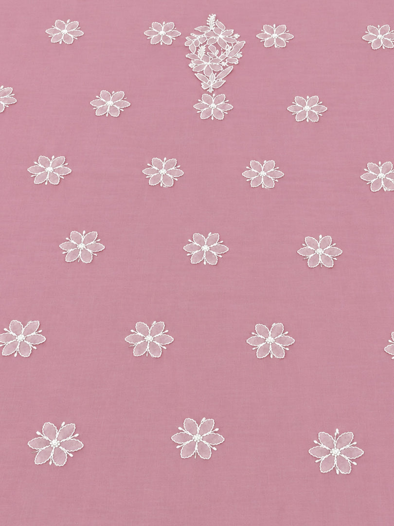 Seva Chikan Hand Embroidered Pink Cotton Lucknowi Chikankari Unstitched Suit Piece-SEV15053
