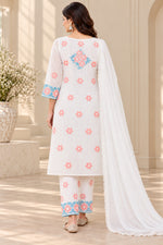 Load image into Gallery viewer, Seva Chikan Hand Embroidered White Terivoil Cotton Lucknowi Chikankari Unstitched Suit Piece-SEV15012