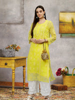 Load image into Gallery viewer, Seva Chikan Hand Embroidered Georgette Chikankari Kurta With Matching Slip