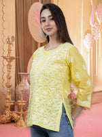 Load image into Gallery viewer, Seva Chikan Hand Embroidered Terivoil Cotton Lucknowi Chikan Top
