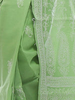 Load image into Gallery viewer, Seva Chikan Hand Embroidered Green Cotton Lucknowi Saree-SCL2326
