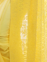 Load image into Gallery viewer, Seva Chikan Hand Embroidered Yellow Viscose Georgette Saree-SCL2348