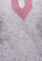 Load image into Gallery viewer, Seva Chikan Hand Embroidered White Cotton Lucknowi Chikankari Short Top-SCL0195