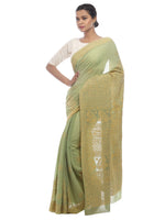 Load image into Gallery viewer, Seva Chikan Hand Embroidered Green Pure Georgette Lucknowi Chikan Saree-SCL2471