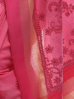 Load image into Gallery viewer, Seva Chikan Hand Embroidered Magenta Cotton Lucknowi Saree-SCL2482