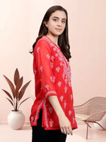 Load image into Gallery viewer, Seva Chikan Hand Embroidered Georgette Lucknowi Chikankari Top With Slip