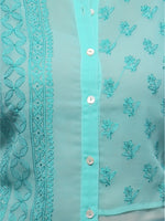 Load image into Gallery viewer, Seva Chikan Hand Embroidered Green Georgette Lucknowi Chikankari Shirt-SCL0514